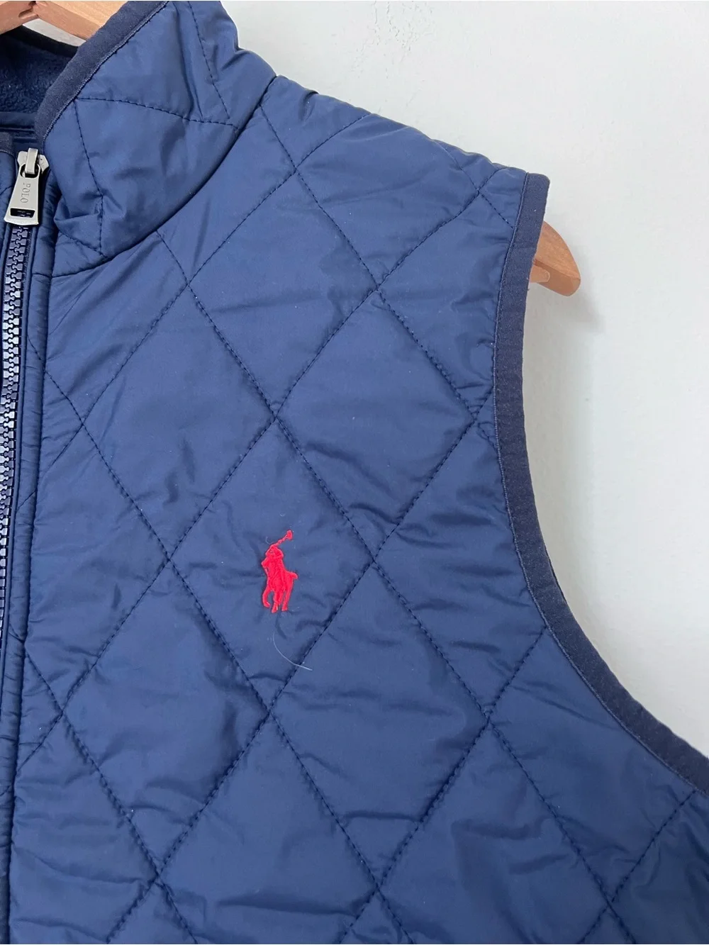 Ralph Lauren Navy Quilted Sleeveless Vest with Red Pony